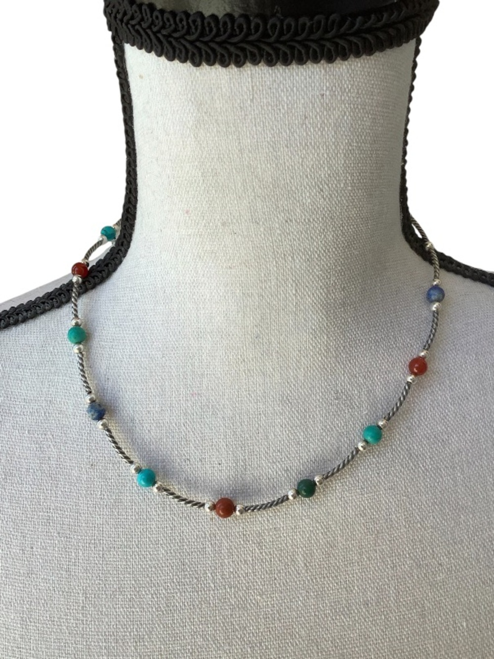 Carolyn Pollack Multicolor Bead sterling silver Necklace